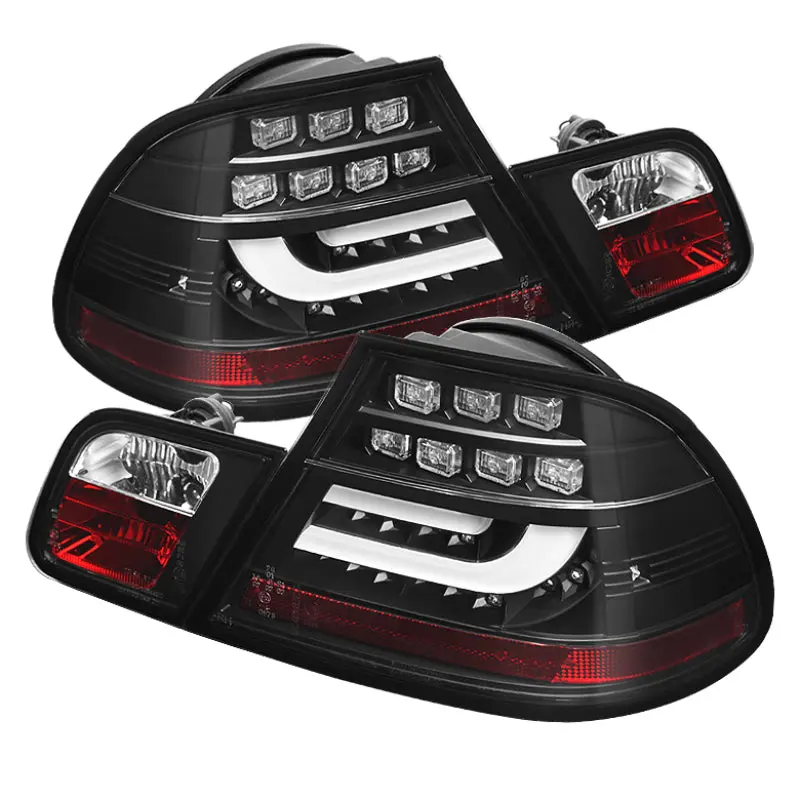 Spyder 04 06 BMW E46 2Dr (Coupe ONLY No Conv.) Lgtbar Styl LED Tail Lghts Blk ALT YD BE4604 LBLED BK