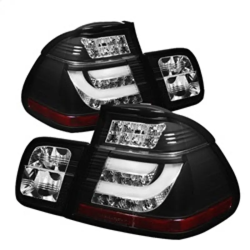 Spyder BMW E46 3 Series 02 05 4Dr Light Bar Style LED Tail Lights Black ALT YD BE4602 4D LBLED BK