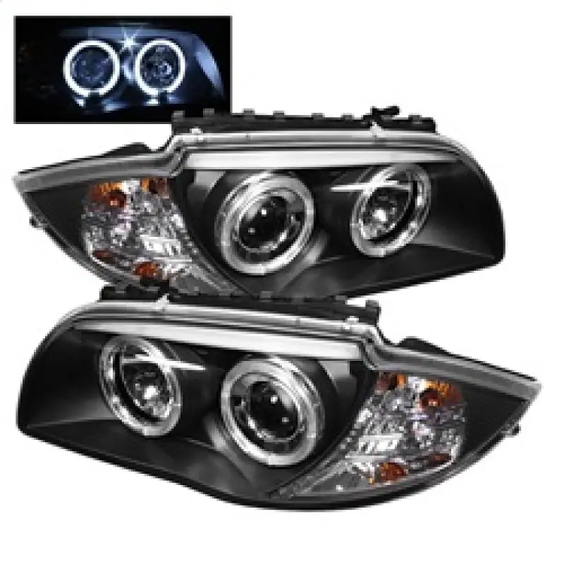 Spyder BMW E87 1 Series 08 11 Projector Headlights LED Halo Black High H1 Low H7 PRO YD BMWE87 HL BK