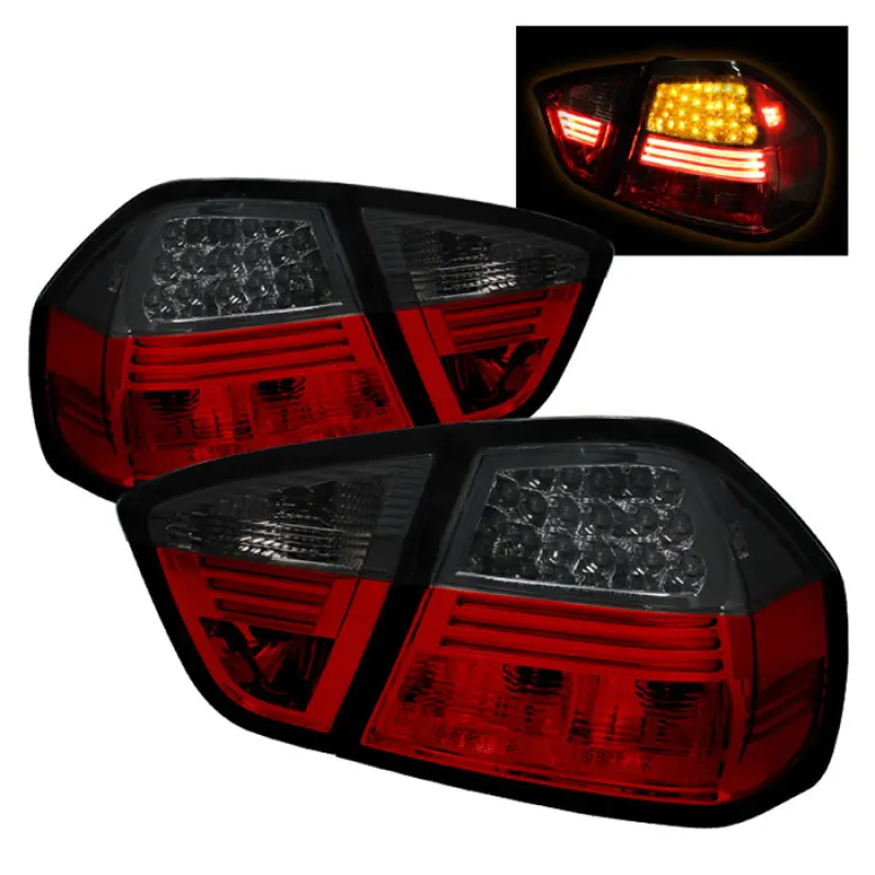 Spyder BMW E90 3 Series 06 08 4Dr LED Tail Lights Red Smoke ALT YD BE9006 LED RS