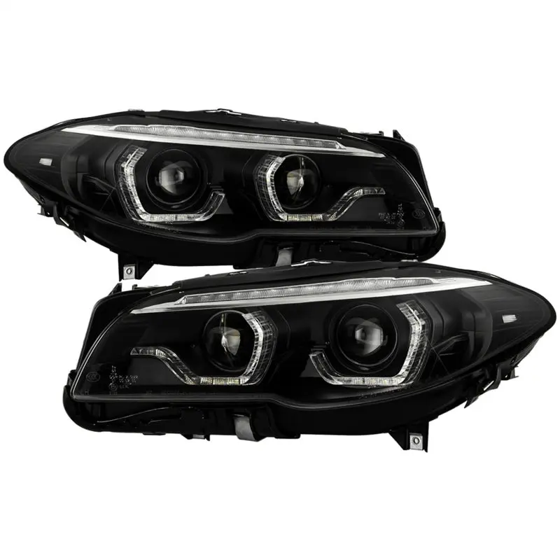 Spyder BMW 5 Series F10 11 13 Xenon HID AFS Projector Headlights Black PRO YD BMWF10HIDAFS SEQ BK