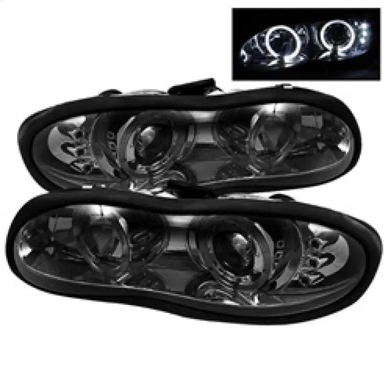 Spyder Chevy Camaro 98 02 Projector Headlights LED Halo LED Smke Low H1 PRO YD CCAM98 HL SM