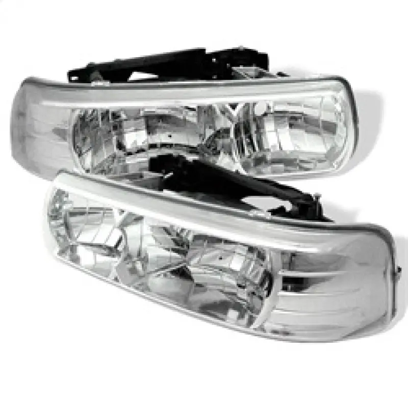 Spyder Chevy Silverado 1500 2500 99 02 Crystal Headlights Chrome HD YD CSIL99 C