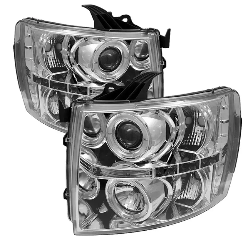 Spyder Chevy Silverado 1500 07 13 Projector Headlights LED Halo LED Chrm PRO YD CS07 HL C