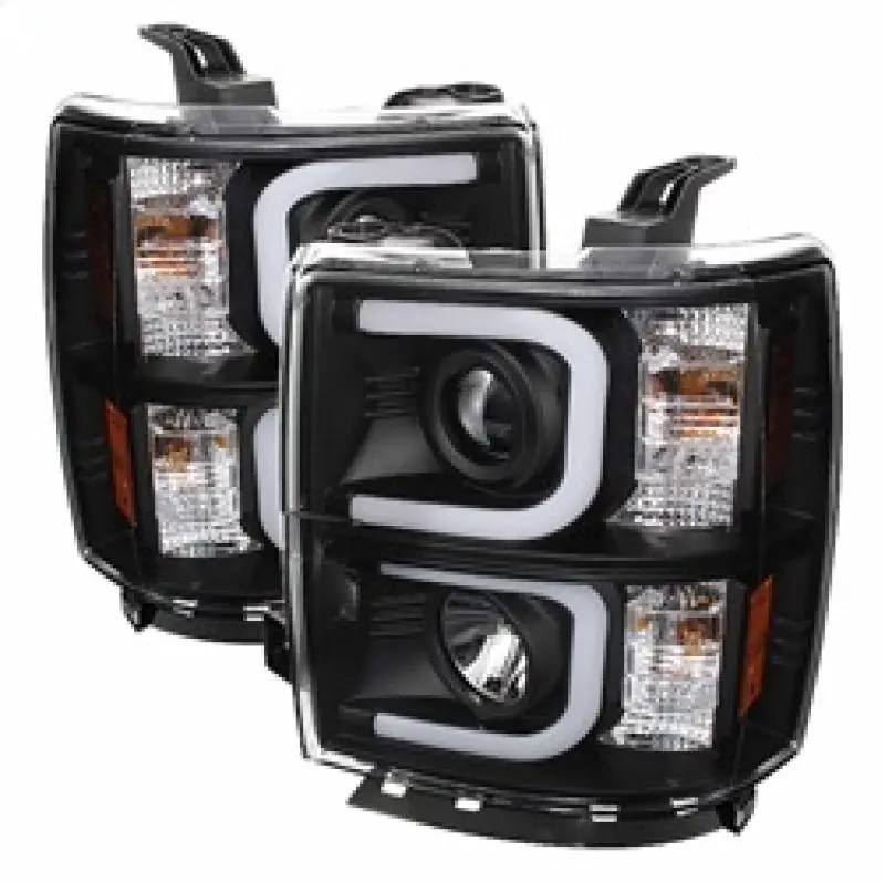 Spyder Chevy Silverado 1500 14 16 Projector Headlights Light Bar DRL Blk PRO YD CS14 LBDRL BK