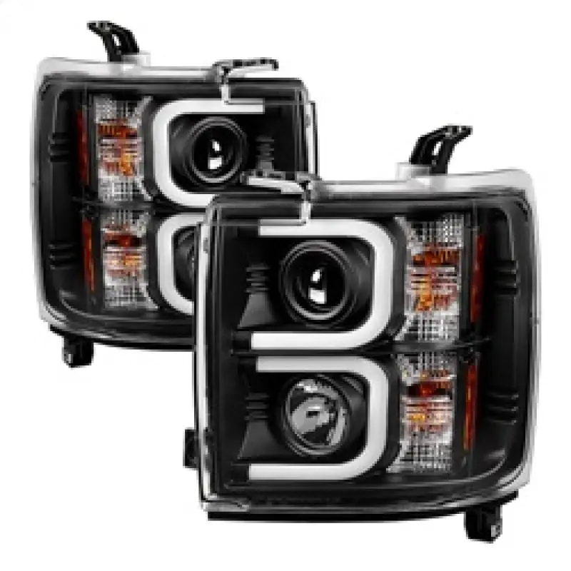 Spyder Chevy Silverado 2014 16 2500 HD Projector Headlights Light Bar DRL Blk PRO YD CSHD14 LBDRL BK