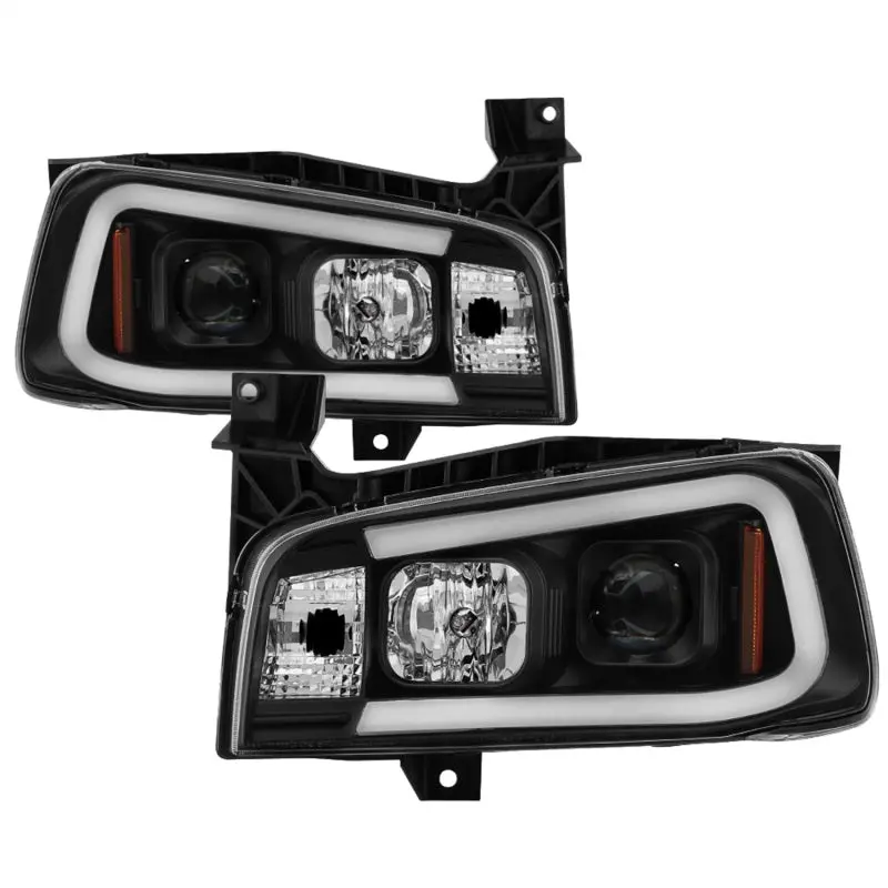 Spyder Dodge Charger 06 10 Projector Headlights LED Light Bar Black PRO YD DCH05V2 LB BK