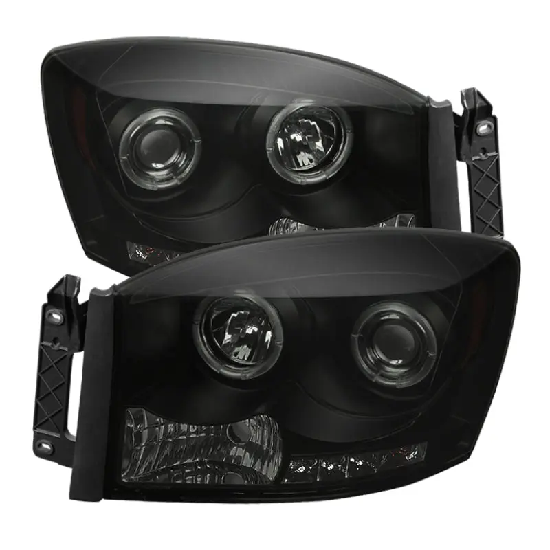 Spyder Dodge Ram 1500 06 08 06 09 Projector Headlights LED Halo LED Blk Smke PRO YD DR06 HL BSM