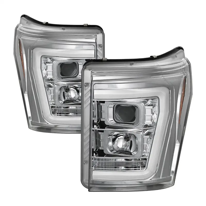 Spyder 11 16 Ford F 250 F 350 V2 Projector Headlights Light Bar DRL Chrome PRO YD FS11V2 LB C