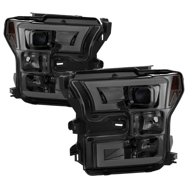 Spyder Ford F150 2015 2017 Projector Headlights Light Bar DRL LED Smoke PRO YD FF15015 LBDRL SM