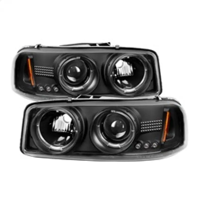 Spyder GMC Sierra 1500 2500 3500 99 06 Projector Headlights LED Halo LED Black PRO YD CDE00 HL BK