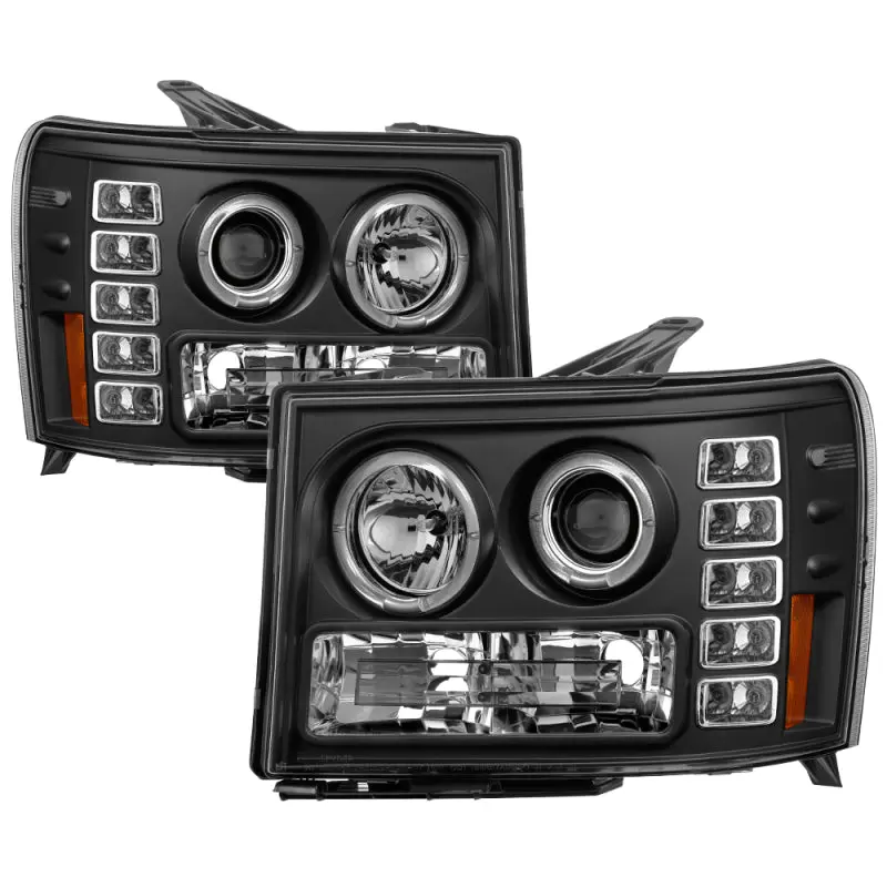 Spyder GMC Sierra 1500 GMC Sierra Denali 08 13 Projector LED Halo LED Blk PRO YD GS07 HL BK