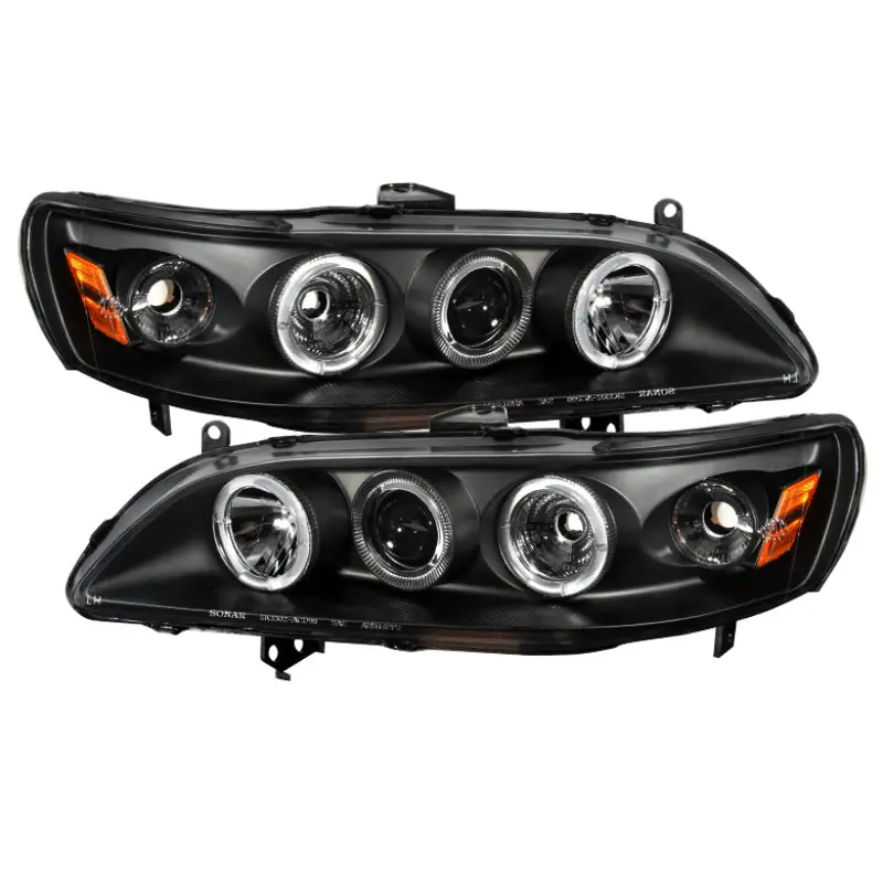 Spyder Honda Accord 98 02 1PC Projector Headlights LED Halo Amber Reflctr Blk PRO YD HA98 AM BK
