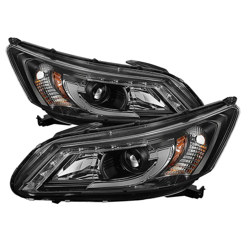 Spyder Honda Accord 2013 2015 4DR Projector Headlights Light Bar DRL Black PRO YD HA13 LBDRL BK