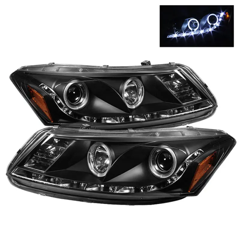 Spyder Honda Accord 08 12 4Dr Projector Headlights LED Halo DRL Blk PRO YD HA08 4D HL BK