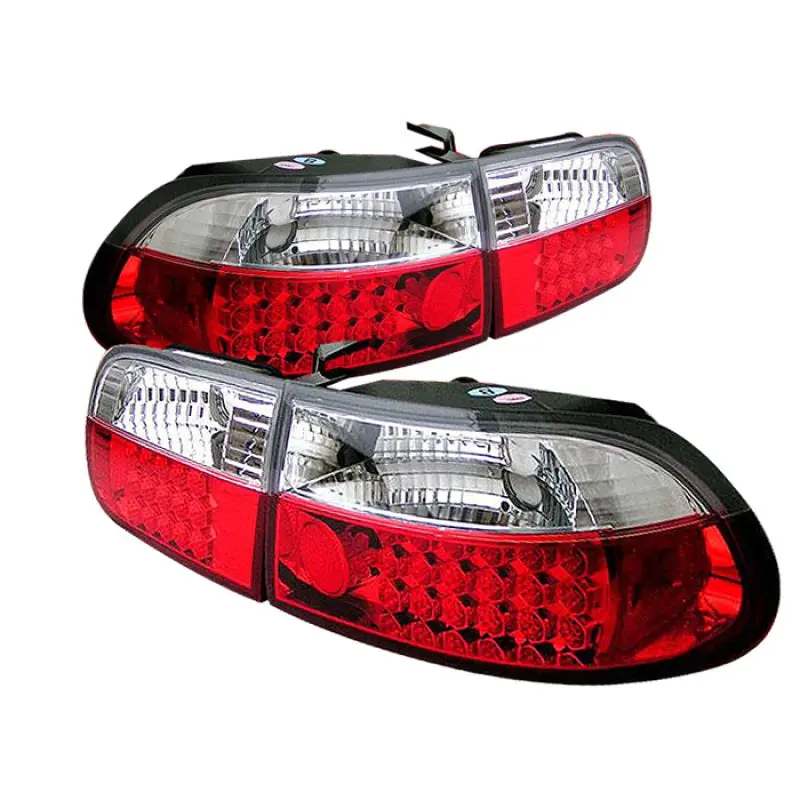 Spyder Honda Civic 92 95 3DR LED Tail Lights Red Clear ALT YD HC92 3D LED RC