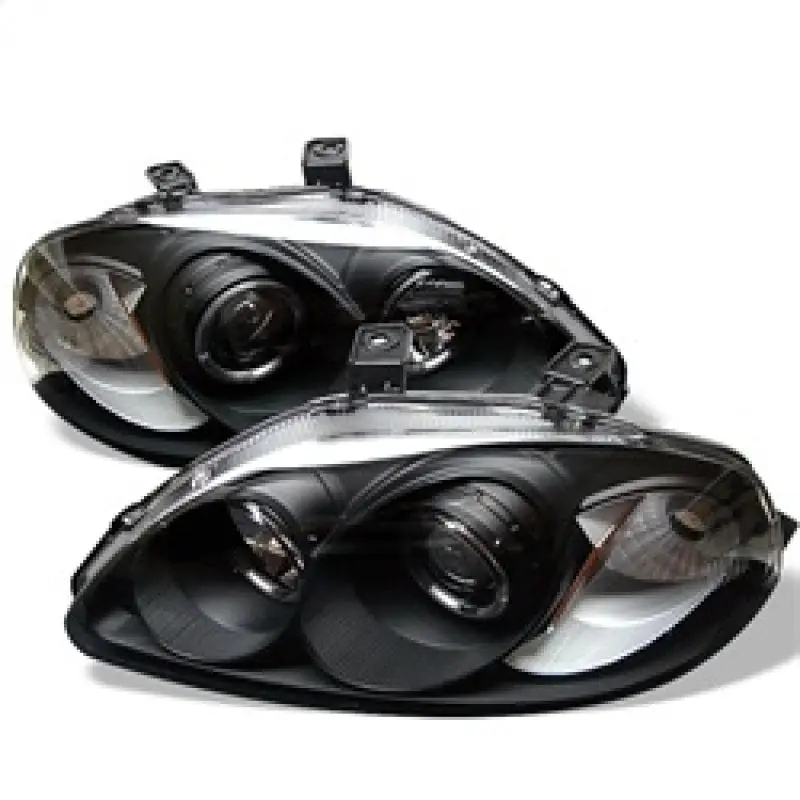 Spyder Honda Civic 96 98 Projector Headlights LED Halo Amber Reflctr Blk PRO YD HC96 AM BK