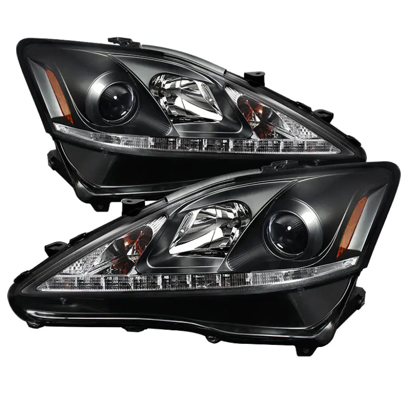 Spyder Lexus IS 250 350 2006 2010 Projector Headlights DRL Black PRO YD LIS06 DRL BK