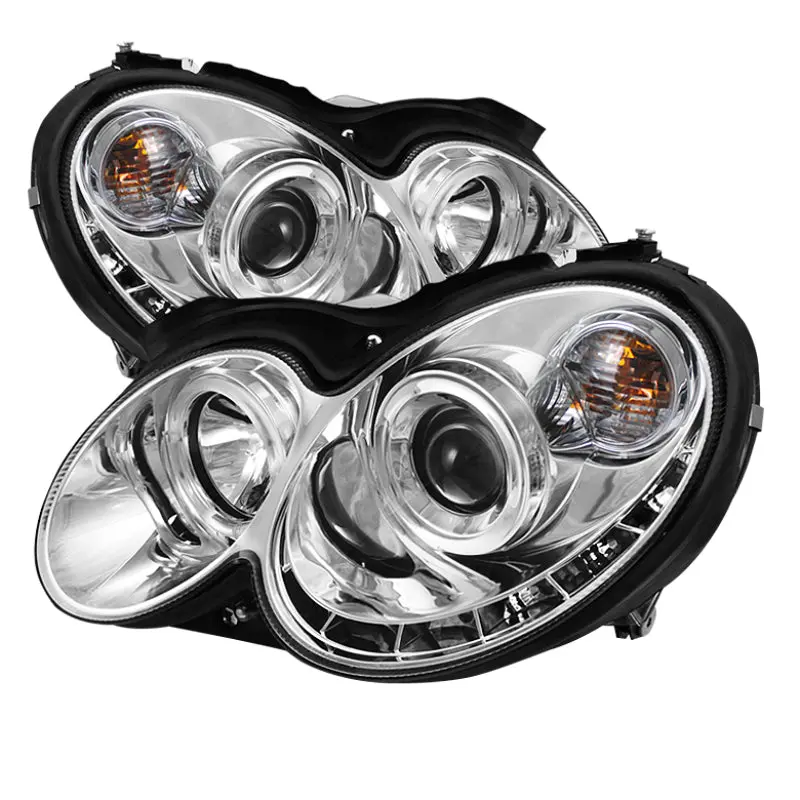 Spyder Mercedes Benz CLK 03 09 Projector Halogen Model LED Halo DRL Chrm PRO YD MBCLK03 DRL C