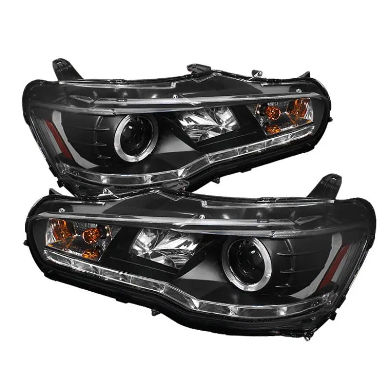 Spyder Mitsubishi Lancer EVO 10 08 14 Projector Xenon HID LED Halo DRL Blk PRO YD ML08 HID DRL BK