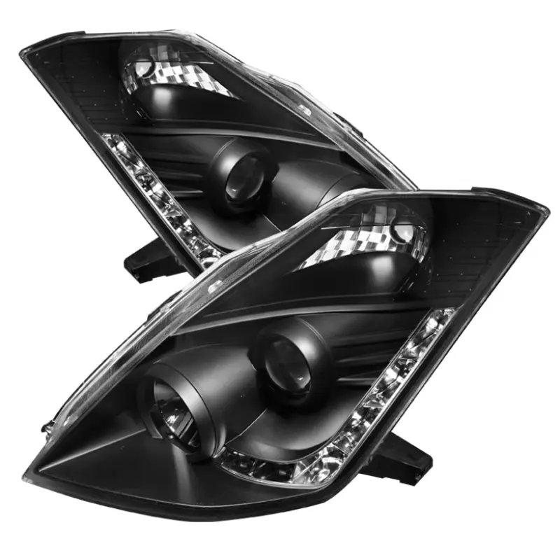 Spyder Nissan 350Z 06 08 Projector Headlights Xenon HID Model DRL Blk PRO YD N350Z06 HID DRL BK