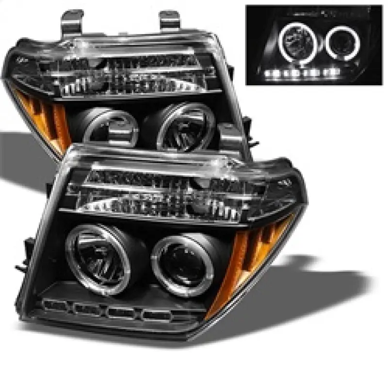 Spyder Nissan Frontier 05 08 Projector Headlights LED Halo LED Blk PRO YD NF05 HL BK