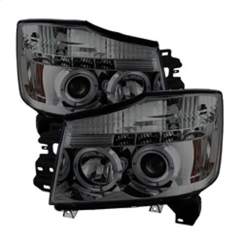 Spyder Nissan Titan 04 14 Armada 04 07 Projector Headlights LED Halo LED Smke PRO YD NTI04 HL SM