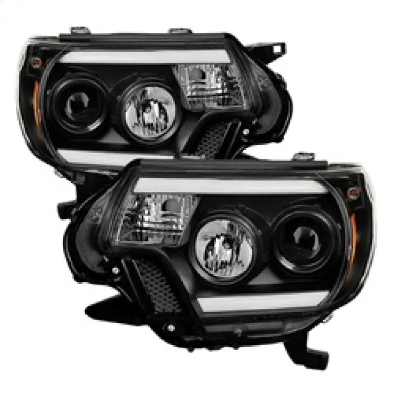 Spyder Toyota Tacoma 12 15 Projector Headlights Light Bar DRL Black PRO YD TT12 LBDRL BK