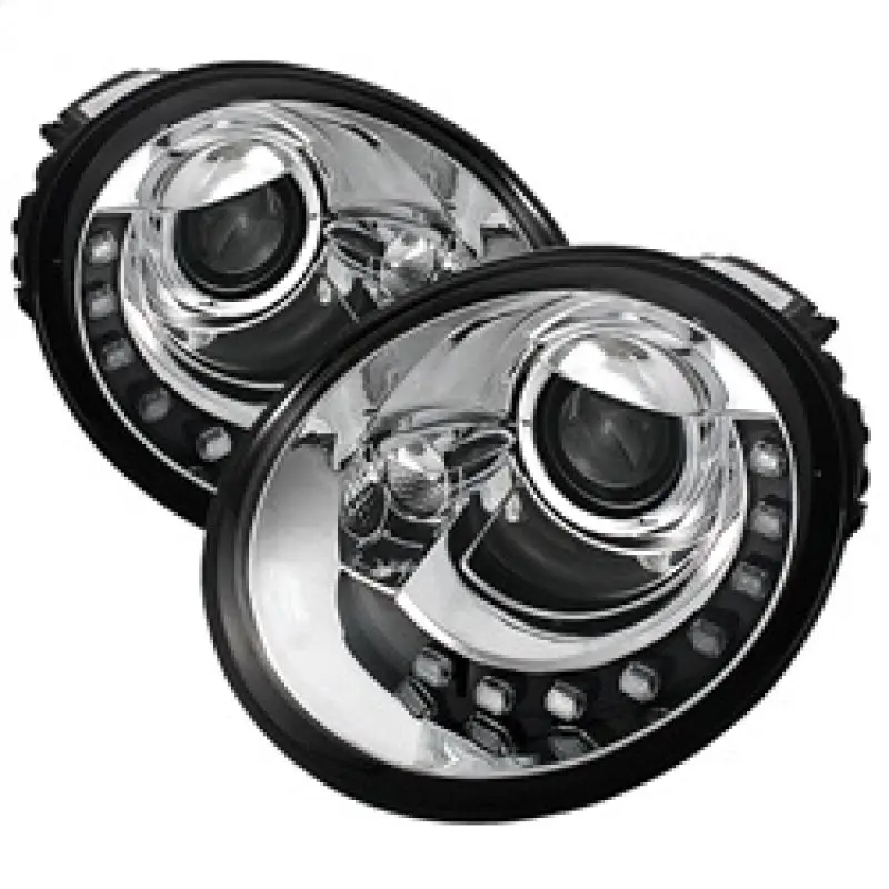 Spyder Volkswagen Beetle 1998 2005 Projector Headlights DRL Chrome PRO YD VB98 DRL C