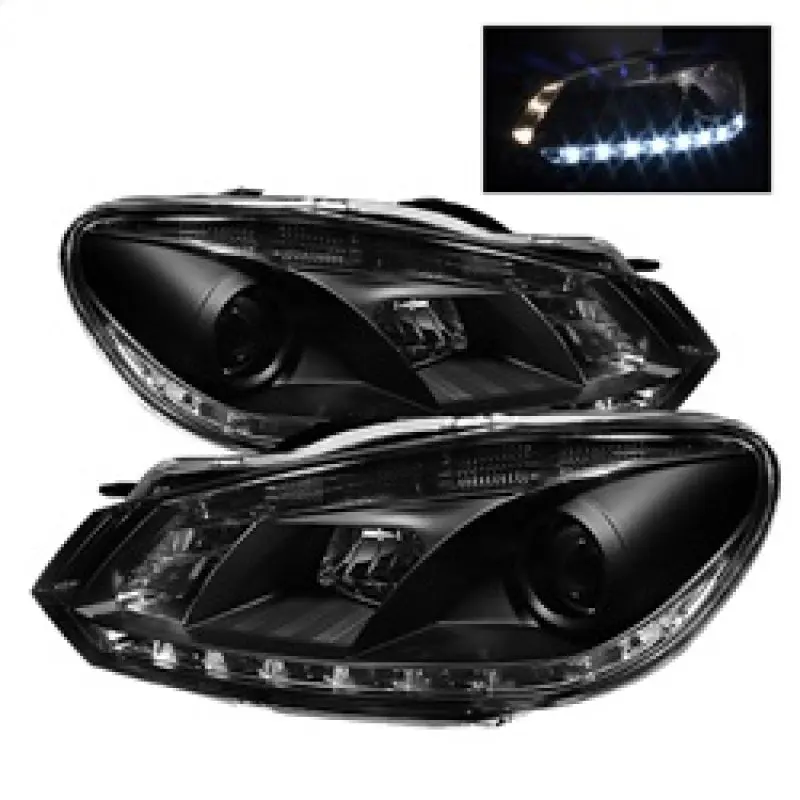 Spyder Volkswagen Golf GTI 10 13 Projector Headlights Halogen Model DRL Blk PRO YD VG10 DRL BK