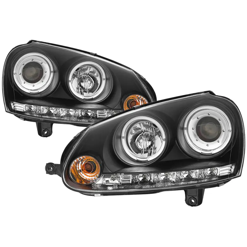 Spyder Volkswagen GTI 06 09 Jetta 06 09 Halogen Model Only LED Halo DRL Black PRO YD VG06 HL BK