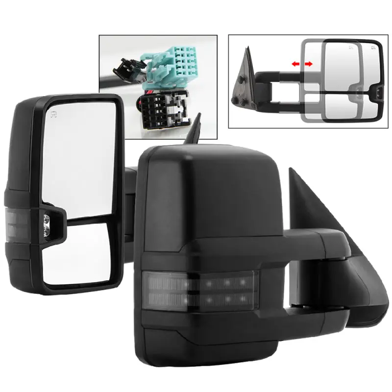 xTune Chevy Silverado 03 06 G2 Heated Smoke LED Signal Telescoping Mirrors MIR CS03S G2 PWH SM SET SPYDER