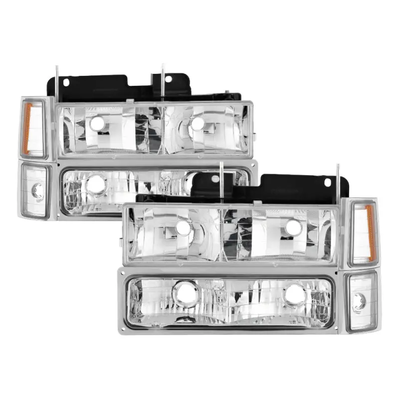 Xtune Chevy Suburban 94 98 Headlights w Corner & Parking Lights 8pcs Chrome HD JH CCK88 AM C SET SPYDER
