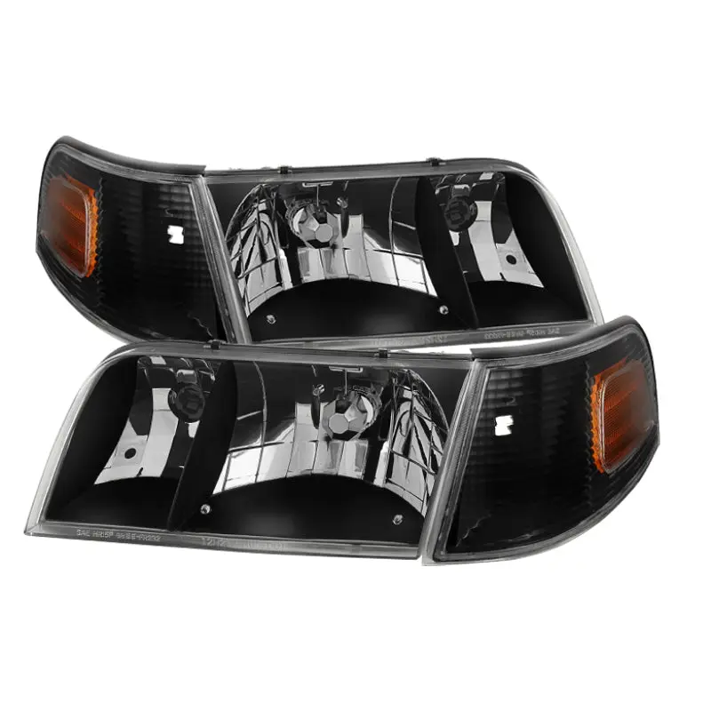 Xtune Crown Victoria 98 11 Crystal Headlights w Corner Lights Set Black HD JH CRVI98 SET BK SPYDER