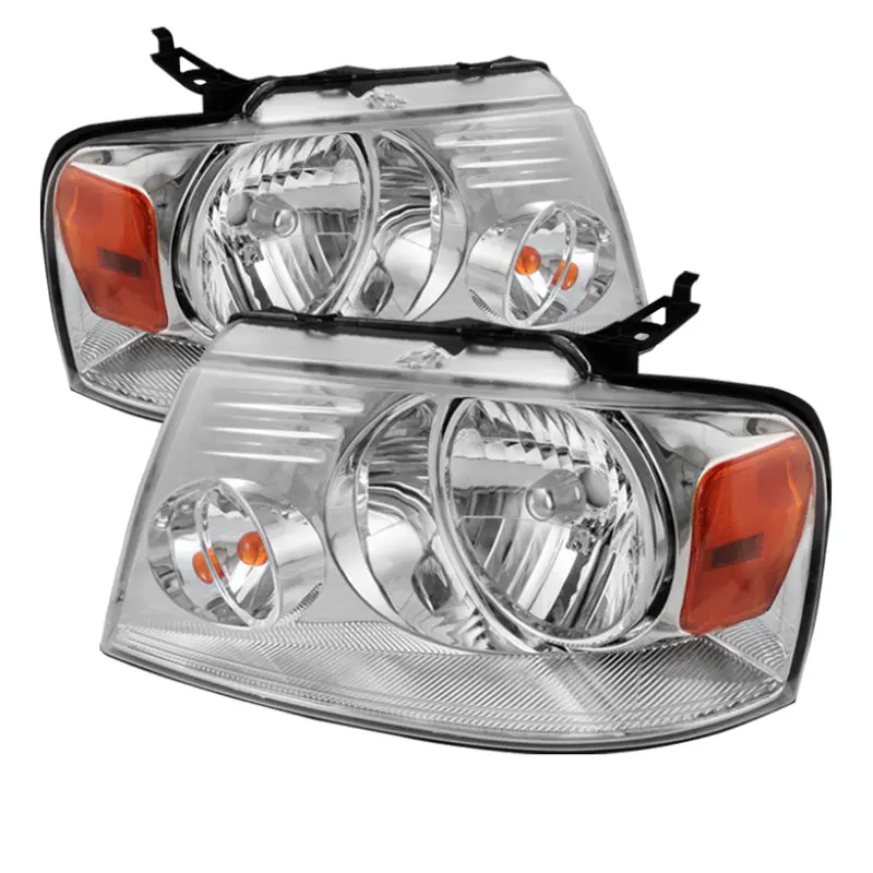 Xtune Ford F150 04 08 Amber Crystal Headlights Chrome HD JH FF15004 AM C SPYDER