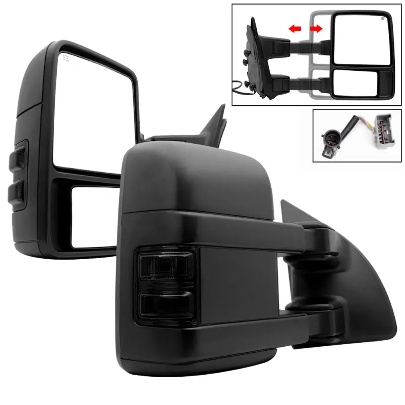 Xtune L&R G2 Ford Superduty 99 07 Heated Smoke Signal Telescoping Mirrors MIR FDSD99S G2 PW SM SET SPYDER