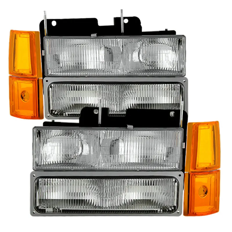 Xtune GMC Yukon 94 99 Headlights w Corner & Parking Lights 8pcs Sets OEM HD JH GCK94 OE C SET SPYDER