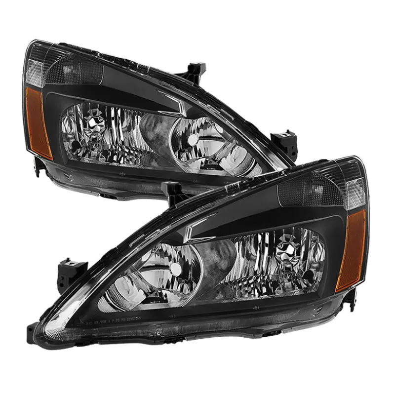 Xtune Honda Accord 03 07 Amber Crystal Headlights Black HD JH HA03 AM BK SPYDER