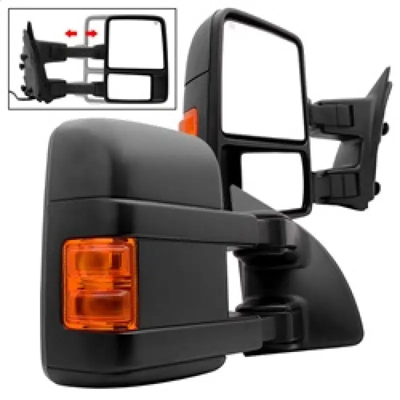 Xtune Pair G2 Ford Superduty 99 07 Heated Amber Signal Telescoping Mirrors MIR FDSD99S G2 PW AM SET SPYDER