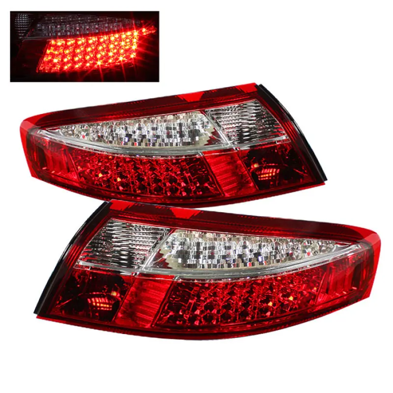 Xtune Porsche 911 996 ( Non 4S. Turbo. GT3 ) 99 04 LED Tail Lights Red Clear ALT ON P99699 LED RC SPYDER