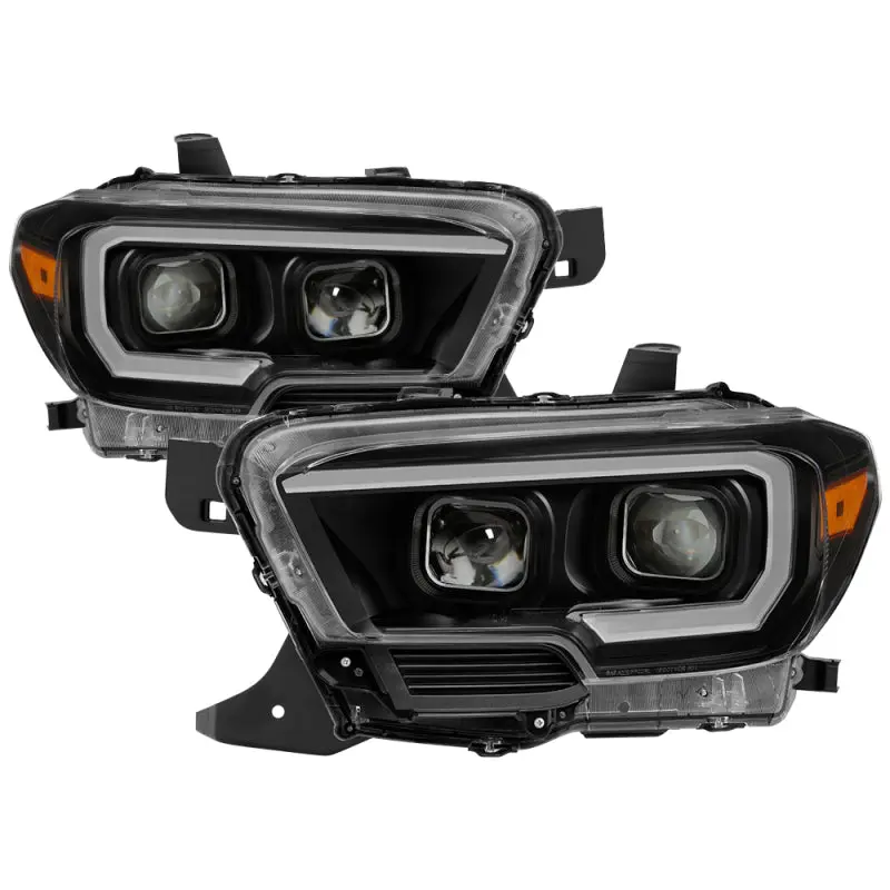 xTune Toyota Tacoma 16 18 DRL Light Bar Projector Headlights Black PRO JH TTA16 LBDRL BK SPYDER
