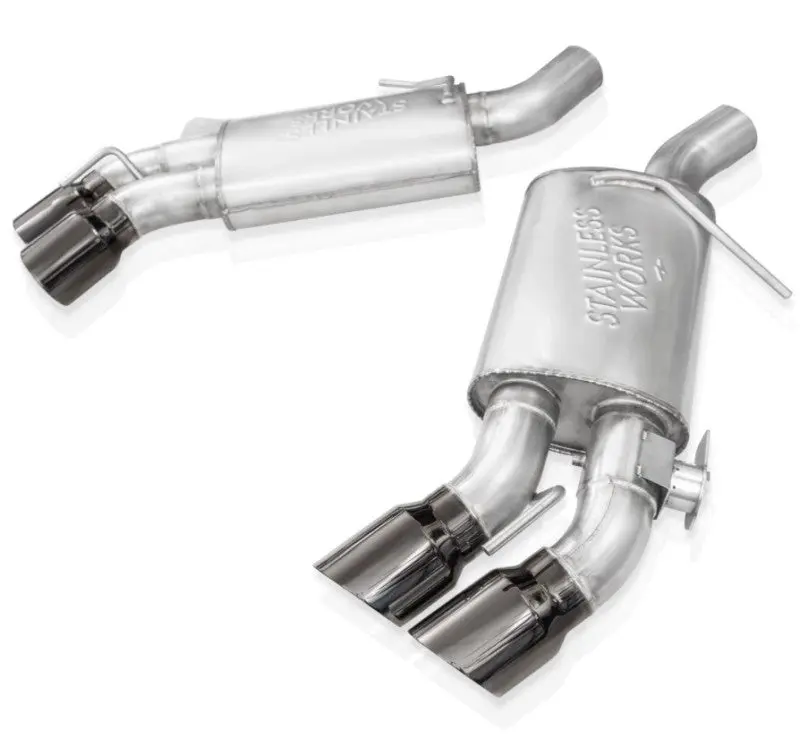 Stainless Works 16 21 Camaro SS 3in Redline Factory Connect Axle Back w Valve 4in Quad Black Tips