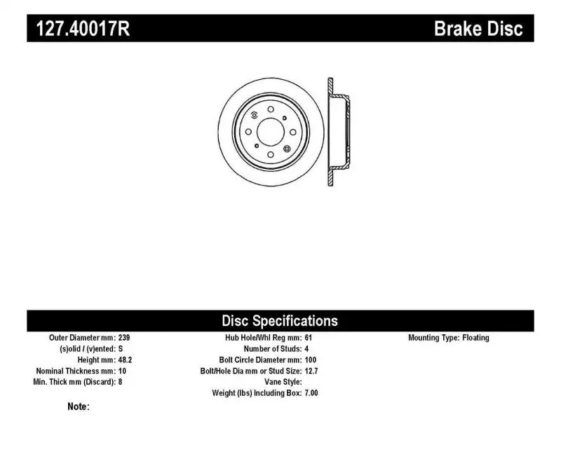 StopTech 90 96 Acura Integra 97 01 Integra (Exc. Type R) Slotted & Drilled Right Rear Rotor