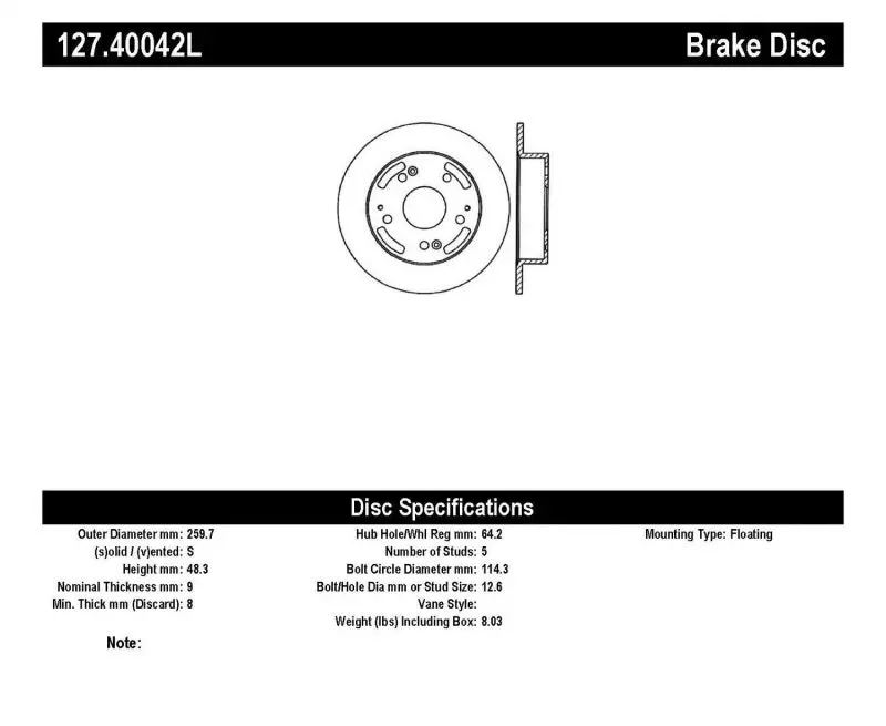 StopTech 02 06 Acura RSX Incl. Type S 97 01 Integra Type R Slotted & Drilled Left Rear Rotor