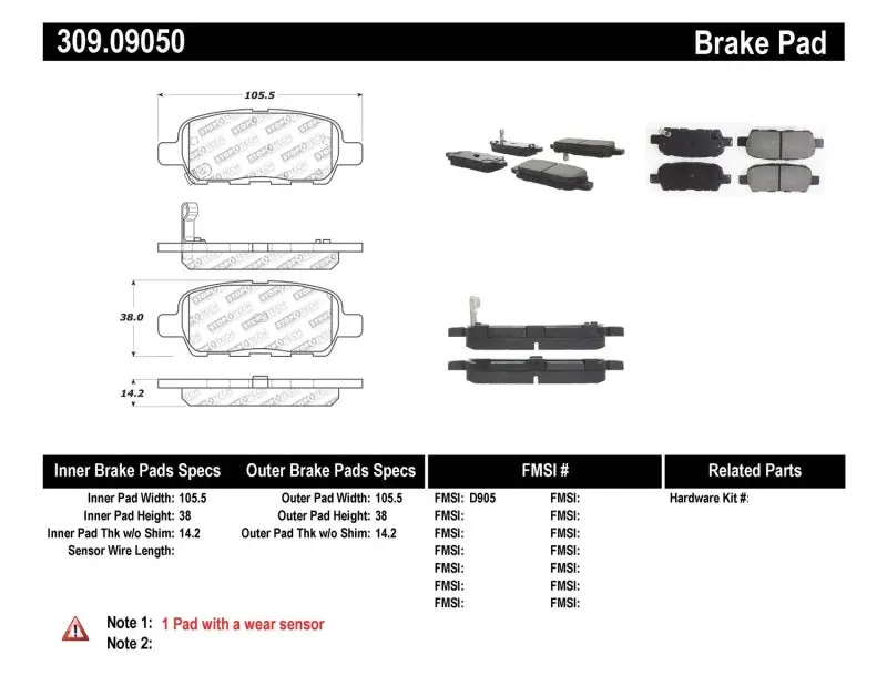 StopTech Performance 6 02 08 350z 01 08 G35 Rear Brake Pads