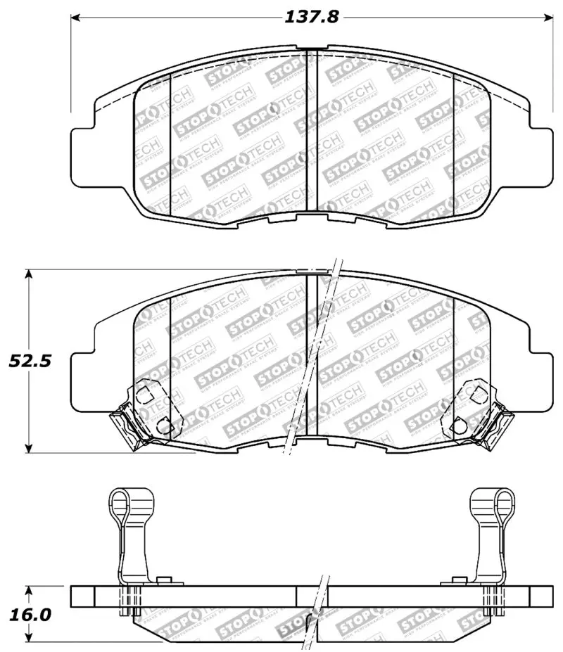 StopTech Performance 98 02 Honda Accord Coupe Sedan 4cyl Rear Drum Disc Front Brake Pads