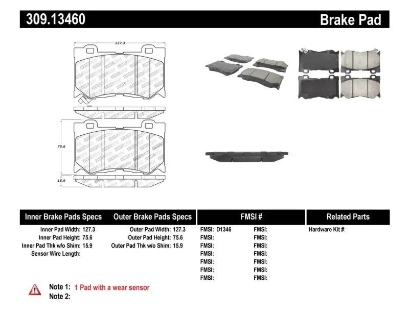 StopTech Performance 09 13 Infiniti FX35 FX37 FX45 FX50 08 13 G37 09 12 370Z Front Brake Pads