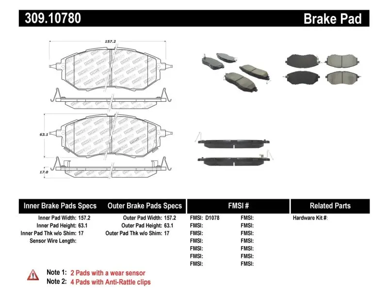 StopTech Performance 05 08 Legacy 2.5 GT Front Brake Pads