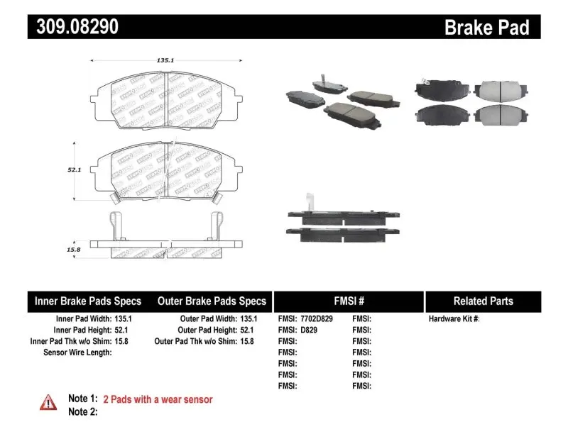 StopTech Performance 00 09 S2000 06+ Civic Si 02 06 RSX S (non base) Front Brake Pads
