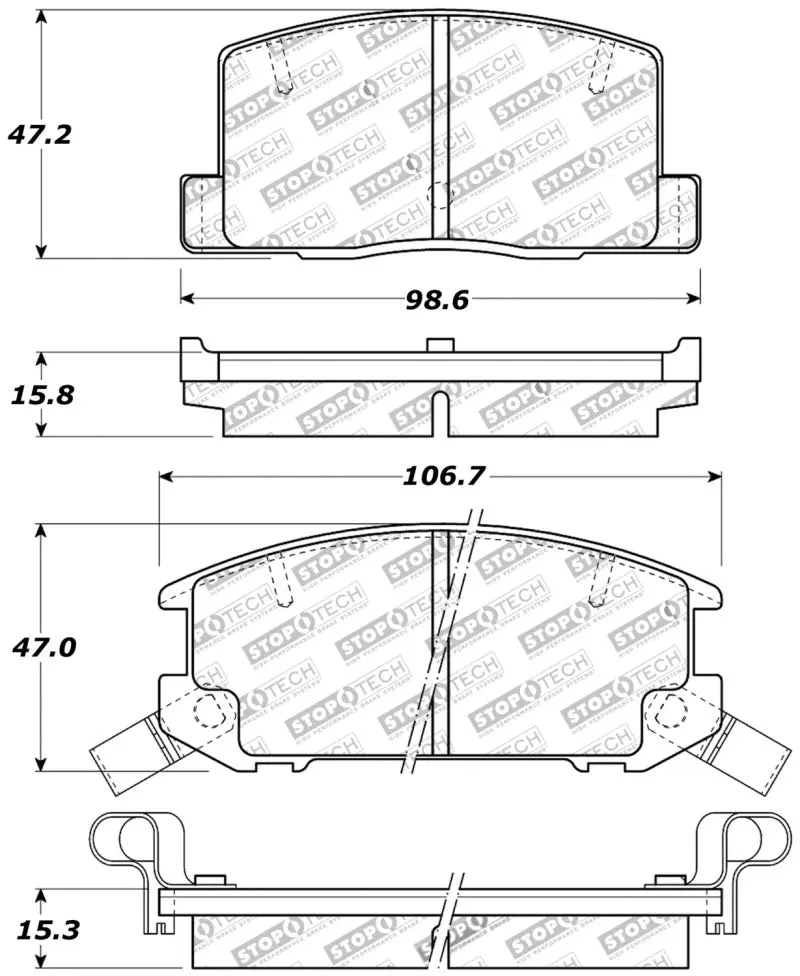 StopTech Performance 1 90 95 00 05 Toyota MR2 Spyder Rear Brake Pads